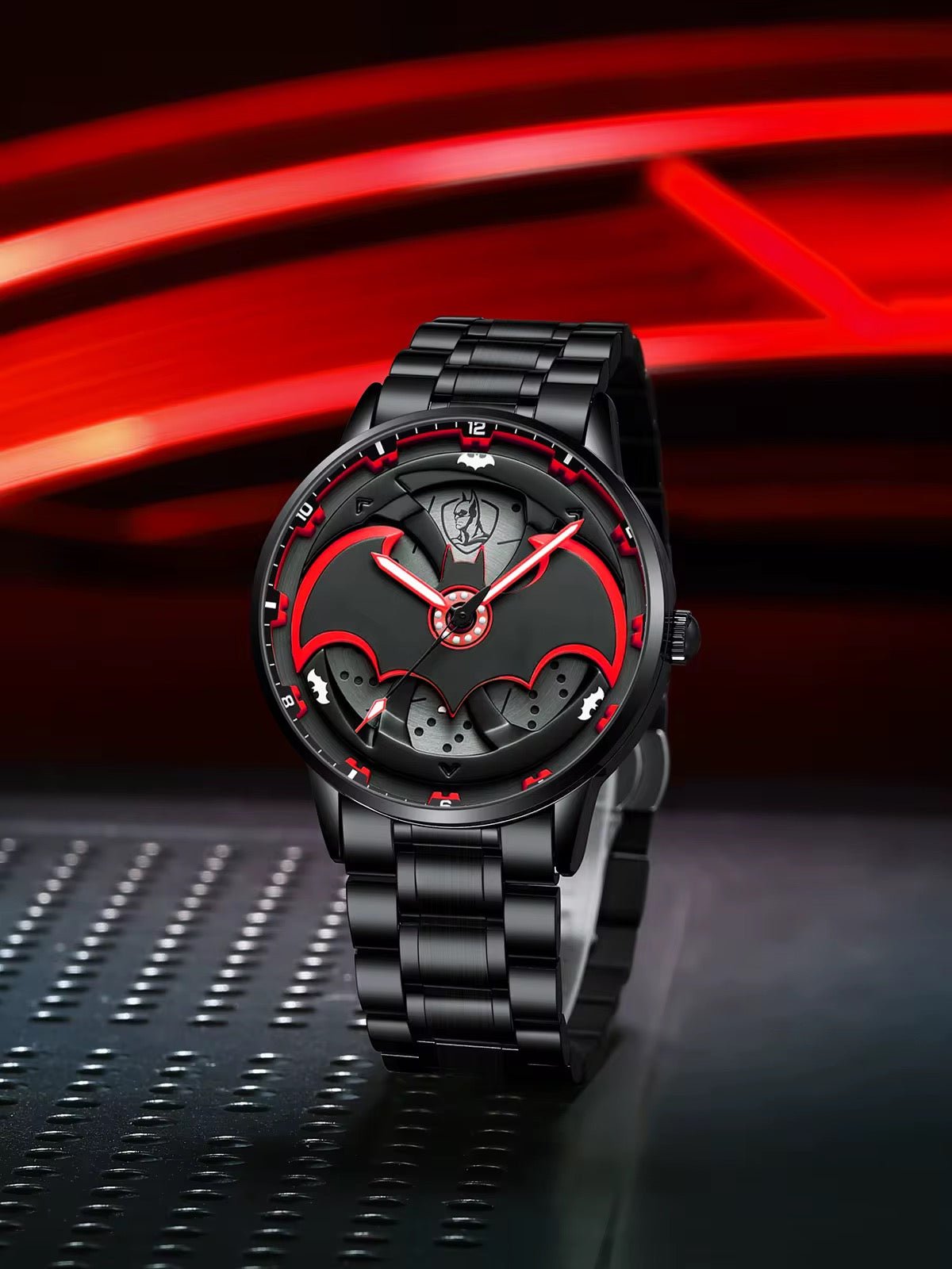 Reloj Batman's Boomerang en muñeca mostrando estilo y diseño único