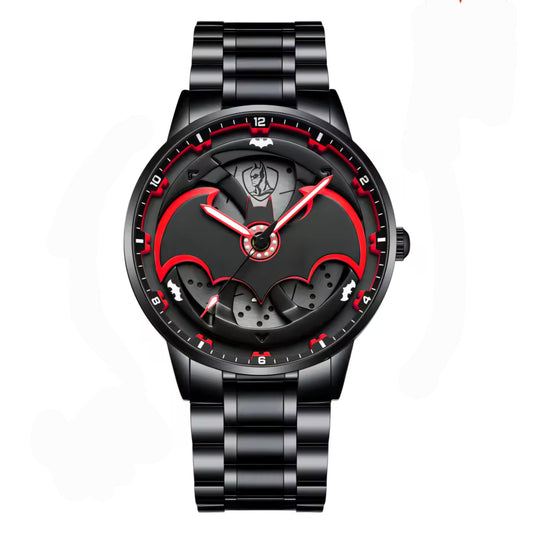 Reloj Batman's Boomerang de Gruben Watches con diseño inspirado en batarang negro